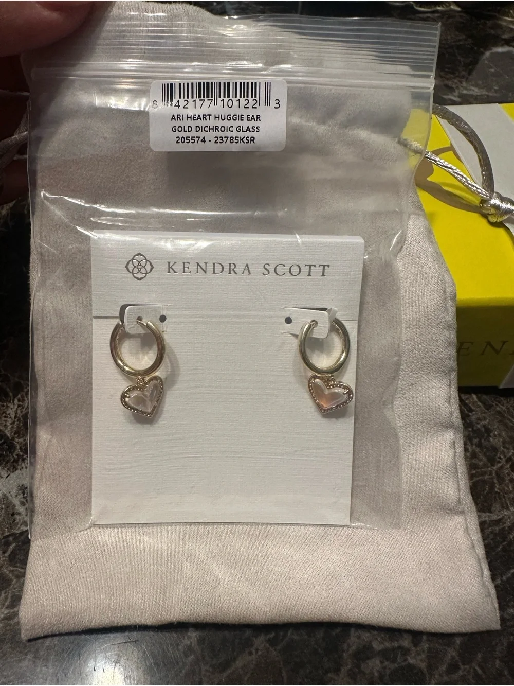 Kendra Scott Gold Huggie Earrings with Pink Heart Charms